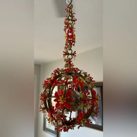 Set of 2 Bell Balls VINTAGE Mistletoe and Poinsettia Kissing Christmas - Picture 8 of 8